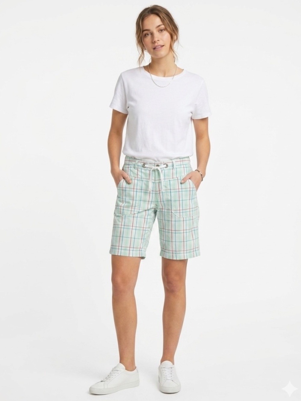 THE NORTH FACE Cotton Plaid Shorts Button / Zip Close Drawstring US Sz 10